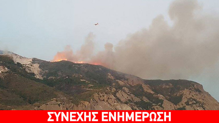 Σε εξέλιξη η πυρκαγιά στη Ζάκυνθο-Σε ύφεση οι φωτιές σε Νεάπολη, Καρέα, Μαλακάσα, Σκύρο